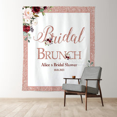 Lofaris Pink Floral And Glitter Bridal Brunch Shower Backdrop