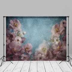 Lofaris Pink Floral Blue Abstract Backdrop For Photography