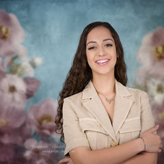 Lofaris Pink Floral Blue Abstract Backdrop For Photography