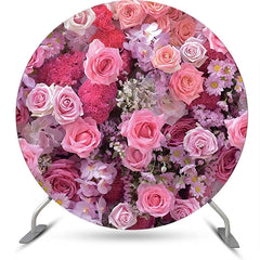 Lofaris Pink Floral Colors Pretty Round Wedding Backdrop