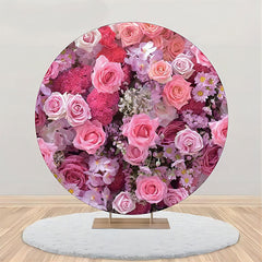 Lofaris Pink Floral Colors Pretty Round Wedding Backdrop