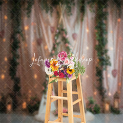 Lofaris Pink Floral Curtain Tent Greenery Wedding Backdrop