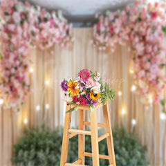 Lofaris Pink Floral Curtain Valentines Day Photo Backdrop