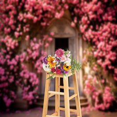 Lofaris Pink Floral Door Back To School Backdrops For Photo