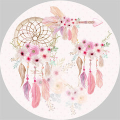 Lofaris Pink Floral Dreamcatcher Round Birthday Backdrop Kit