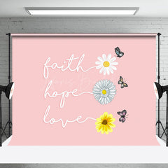 Lofaris Pink Floral Faith Hope Love Positive Slogan Backdrop