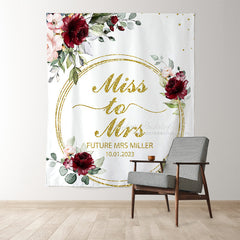 Lofaris Burgundy Floral Leaves Adorable Bridal Shower Backdrop