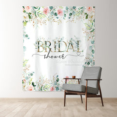 Lofaris Pink Floral Green Leaf Boho Theme Bridal Shower Backdrop