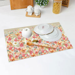 Lofaris Pink Floral Green Leaves Spring Set Of 4 Placemats