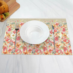 Lofaris Pink Floral Green Leaves Spring Set Of 4 Placemats