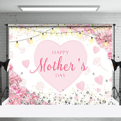 Lofaris Pink Floral Heart Diamond Light Mothers Day Backdrop