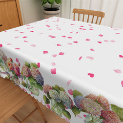 Lofaris Pink Floral Heart Shaped Petals Rectangle Tablecloth