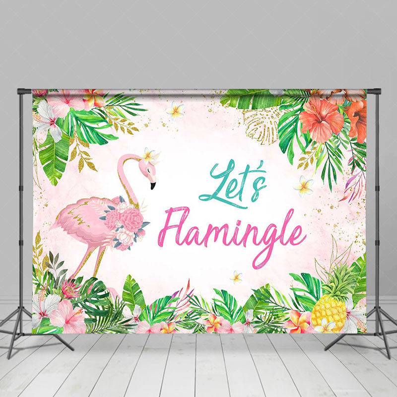 Lofaris Pink Floral Leaf Flame Bird Tropical Dance Backdrop