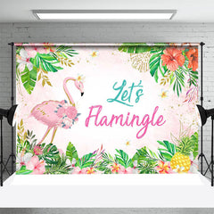 Lofaris Pink Floral Leaf Flame Bird Tropical Dance Backdrop