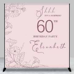 Lofaris Pink Floral Lines Custom Name 60th Birthday Backdrop