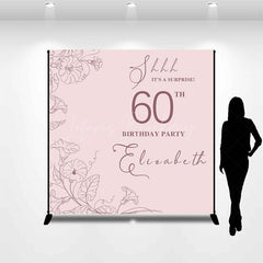 Lofaris Pink Floral Lines Custom Name 60th Birthday Backdrop