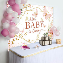 Lofaris Pink Floral Little Baby Coming Shower Backdrop