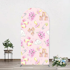 Lofaris Pink Floral Pacifier Cloud Arch Baby Shower Backdrop