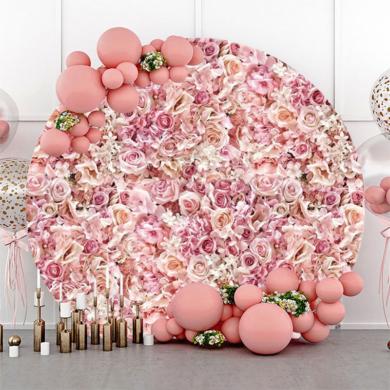 Lofaris Pink Floral Petal Wall Rontic Round Wedding Backdrop