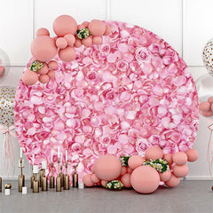 Lofaris Pink Floral Petals Romantic Round Wedding Backdrop