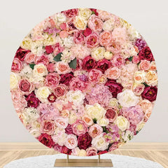 Lofaris Pink Floral Red Petal Wall Round Wedding Backdrop