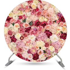 Lofaris Pink Floral Red Petal Wall Round Wedding Backdrop