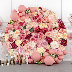 Lofaris Pink Floral Red Petal Wall Round Wedding Backdrop