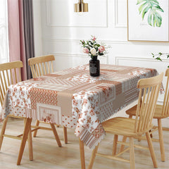 Lofaris Pink Floral Splicing Plaid Rectangle Tablecloth