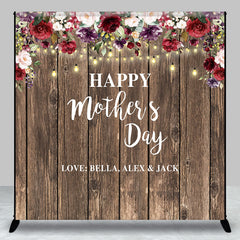 Lofaris Pink Floral Wood Wall Custom Mothers Day Backdrop