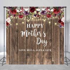 Lofaris Pink Floral Wood Wall Custom Mothers Day Backdrop