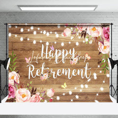 Lofaris Pink Floral Wooden Wall Happy Retirement Backdrop