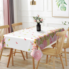 Lofaris Pink Flower Spring Decorative Rectangle Tablecloth