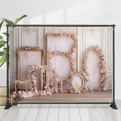 Lofaris Pink Flowers And Picture Frame Wedding Backdrop