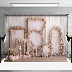 Lofaris Pink Flowers And Picture Frame Wedding Backdrop