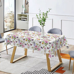 Lofaris Pink Flowers Butterfly Spring Repeat Kitchen Tablecloth