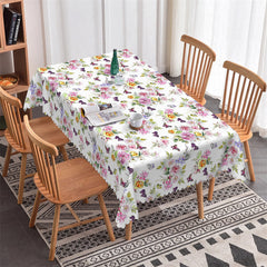 Lofaris Pink Flowers Butterfly Spring Repeat Kitchen Tablecloth