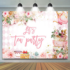 Lofaris Pink Flowers Dessert Cup Tea Party Backdrop For Girl