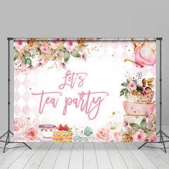 Lofaris Pink Flowers Dessert Cup Tea Party Backdrop For Girl