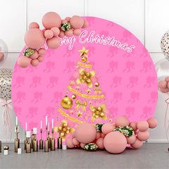 Lofaris Pink Girl Golden Tree Circle Christmas Backdrop