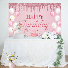 Lofaris Pink Glitter Balloon Cake Diamond Birthday Backdrop