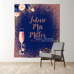 Lofaris Rose Gold Navy Blue Floral Adorable Bridal Shower Backdrop