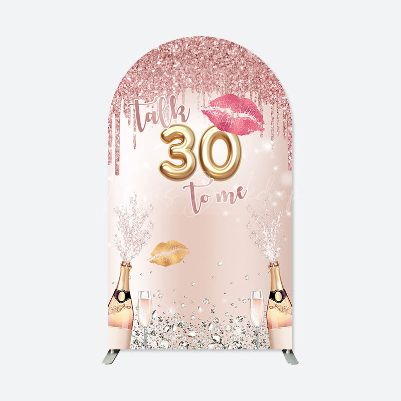 Lofaris Pink Glitter Champagne 30th Birthday Arch Backdrop