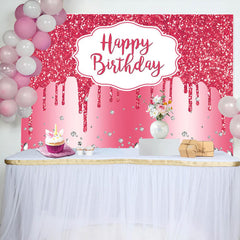 Lofaris Pink Glitter Diamond Birthday Backdrop For Girl