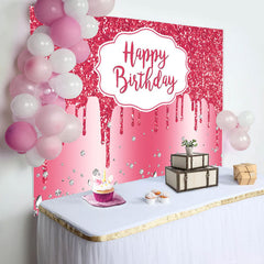 Lofaris Pink Glitter Diamond Birthday Backdrop For Girl