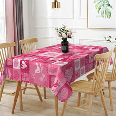 Lofaris Pink Glitter Hearts Gift Plaid Valentines Tablecloth