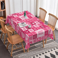 Lofaris Pink Glitter Hearts Gift Plaid Valentines Tablecloth