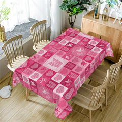 Lofaris Pink Glitter Hearts Gift Plaid Valentines Tablecloth