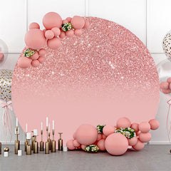 Lofaris Pink Glitter Round Happy Birthday Party Backdrop Kit