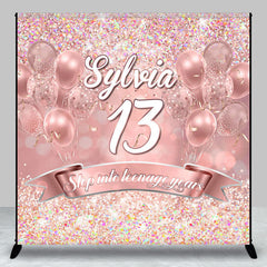 Lofaris Pink Glitter Teenage Year Custom Birthday Backdrop