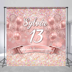 Lofaris Pink Glitter Teenage Year Custom Birthday Backdrop